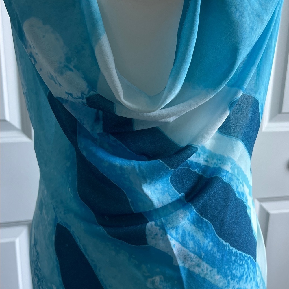NWT White Fox Amore Aqua Backless Maxi Dress M Euro Summer Vacation Resort Blue - Picture 8 of 15